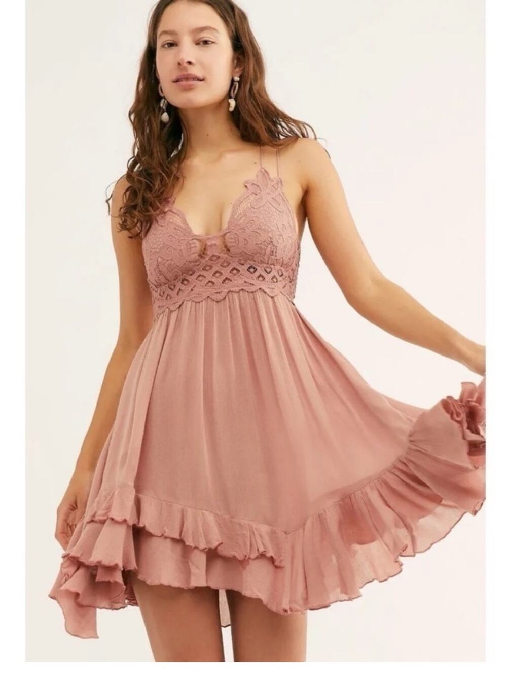 Free People Size XS Adella Slip Dress Pink Rose